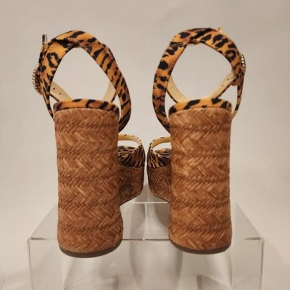Jessica Simpson Kamindi Tiger Leopard Print Platform Wedges  Size 7 M